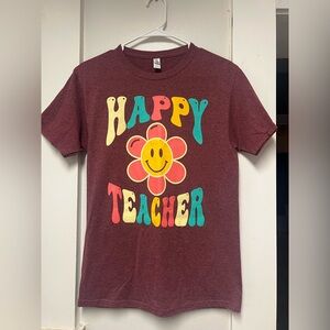 Happy Teacher T-Shirt - Maroon